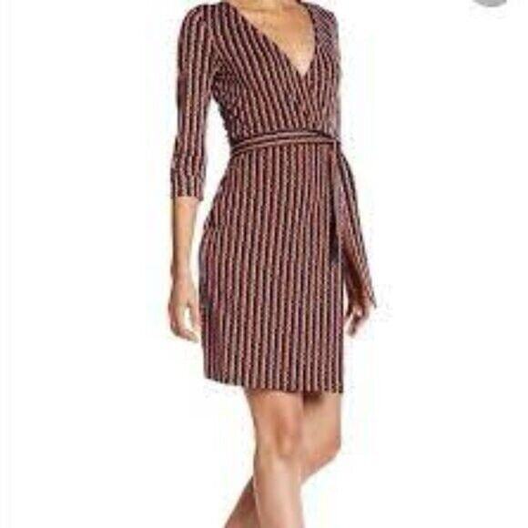 Diane Von Furstenberg DVF New Julian Two Wrap Dress In The Color “RickRack” Sz 4 - Picture 1 of 9